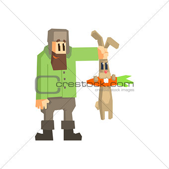 Man Holding Rabbit By The Ears