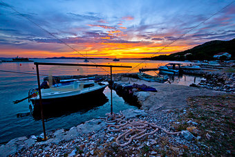 Idyllic sunset in old fishermen harbor