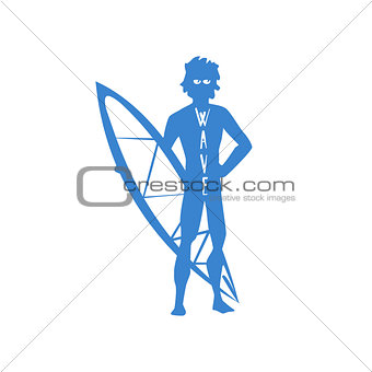 Guy Standing With Surfboard Print