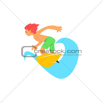 Red-haired Guy On Yellow Surfboard
