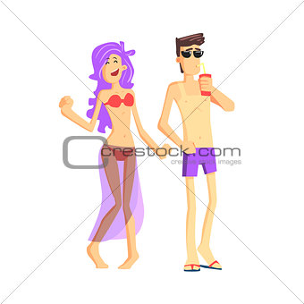 Couple In Bathing Suits Summer