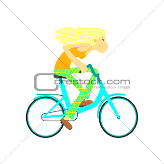 Girl Fast Riding Bicycle