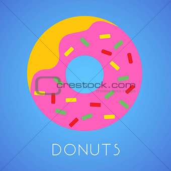 Donut isolated on blue with sign