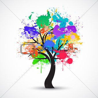 Vector Colorful abstract tree background