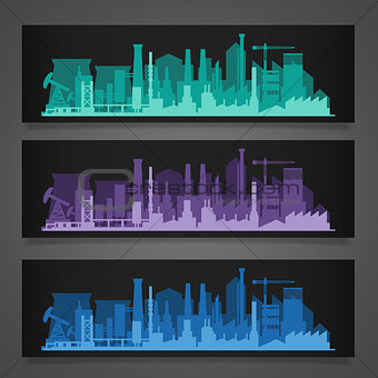 Industrial city skyline sets
