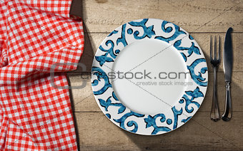 Empty Plate and Cutlery - Table and Tablecloth