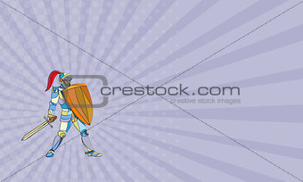Business card Knight Full Armor With Sword Defending Mosaic