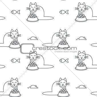 Happy eating cats seamless pattern.