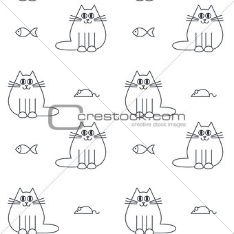 Happy furry cats seamless pattern.