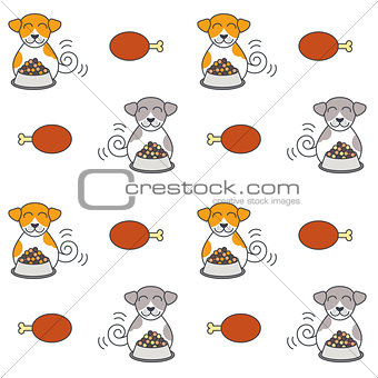 Happy eating dogs seamless pattern.