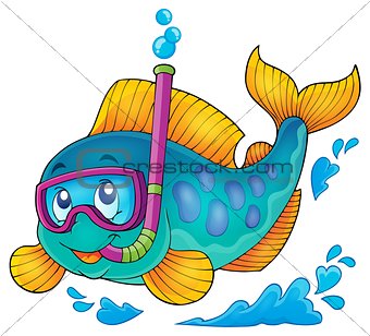 Fish snorkel diver theme image 1