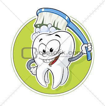 Healthy tooth with dental brush