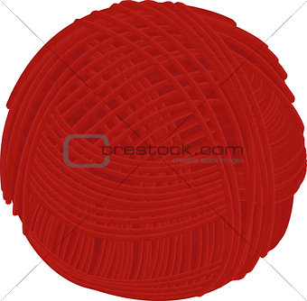 Wool red yarn ball isolated on white