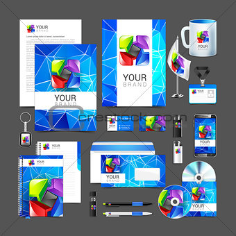 set corporate identity business including color abstract logo