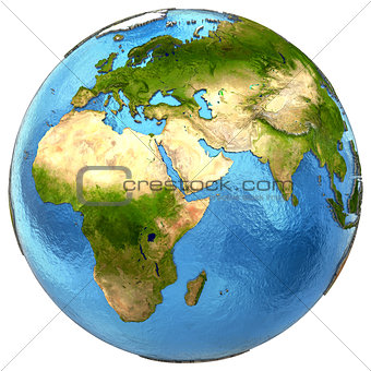 African and European continents on Earth