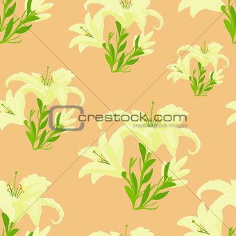Lily on a pink . seamless pattern vector illustration