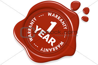 One year warranty seal isolated on white background