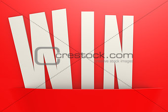 White win word in red pocket, business concept