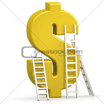 Yellow dollar sign with ladder 