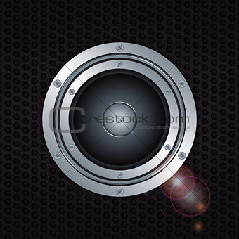 Speaker double ring over metal background