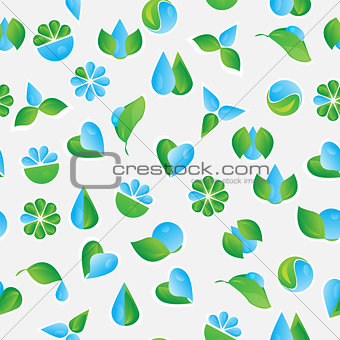 Seamless pattern with vector Eco Icons