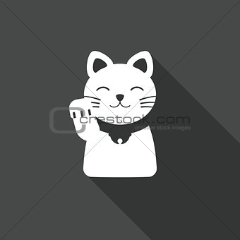 Maneki Neko Cat icon flat