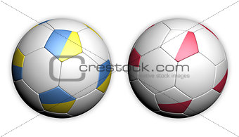 Football championship in Europe; soccer ball with flags: Poland and Ukraine