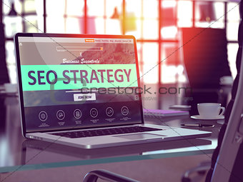 SEO Strategy Concept on Laptop Screen.