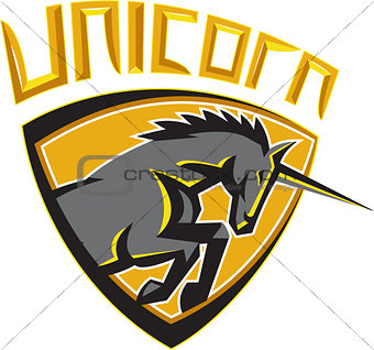 Black Unicorn Horse Head Charging Crest Retro