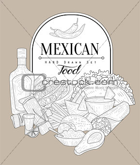 Mexican Food Vintage Sketch