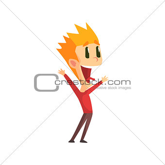Spiky HAir Redhead Male Character Rejoicing