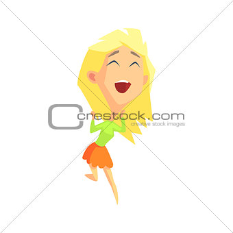 Cute Blond Female Character Rejoicing