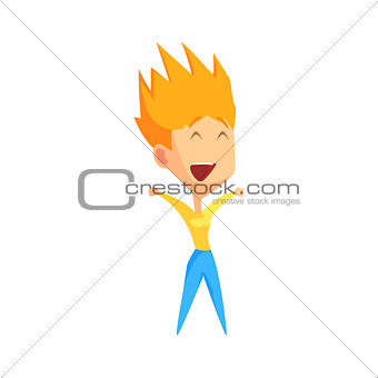 Spiky Redhead Female Character Rejoicing