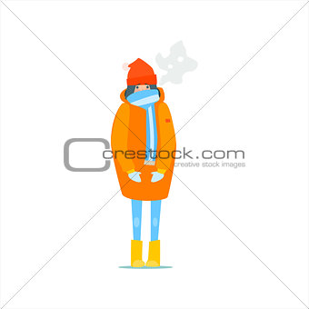 Girl In Orange Winter Coat