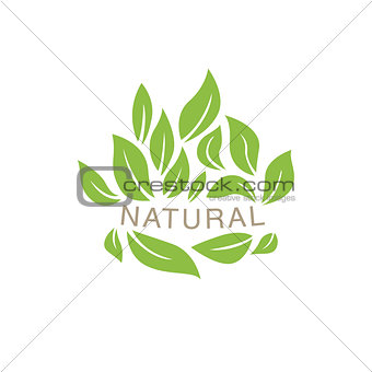 Random Placed Leaves Surrounding Text Organic Product Logo
