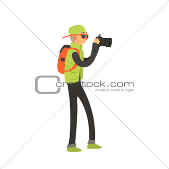 Guy With Backpack Taking Photo