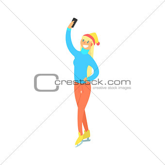Girl On Skates Taking Selfie