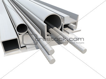 Rolled metal products. White background