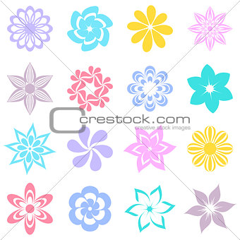 Abstract vector colorful flower icons