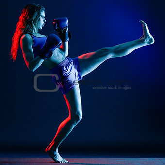 woman boxer boxing isolated
