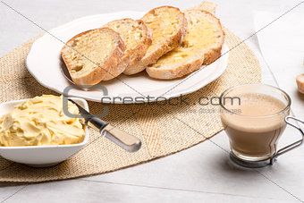 Breakfast table with toast