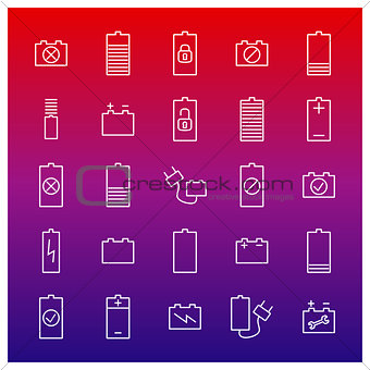 Set of linear battery icons, vector illustration.