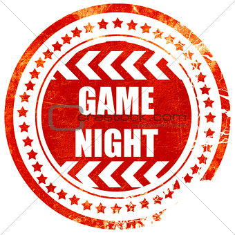 Game night sign, grunge red rubber stamp on a solid white backgr