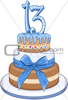 Blue Bar Mitzvah Cake For 13th Birthday