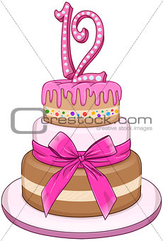 Pink Bat Miztvah Cake For 12th Birthday