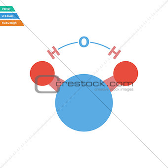 Flat design icon of chemical molecule water