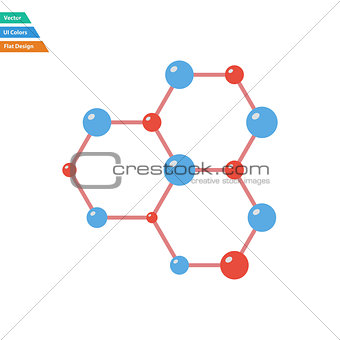 Flat design icon of chemistry hexa connection