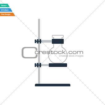 Flat design icon of chemistry flask griped in stand 
