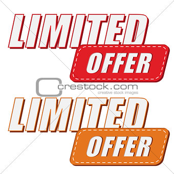 limited offer in two colors labels, flat design