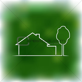 Logotype of house on a green background.